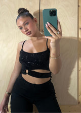 Μαύρο Crop Top με Παγιέτες