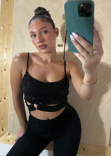Μαύρο Crop Top με Παγιέτες