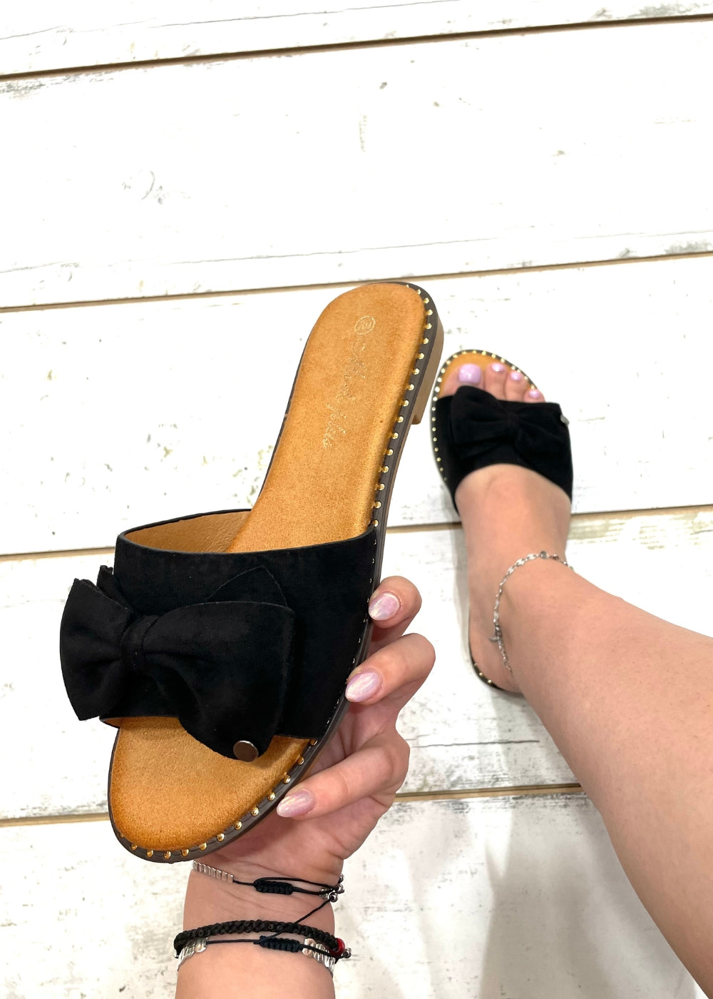 Slide suede με φιόγκο