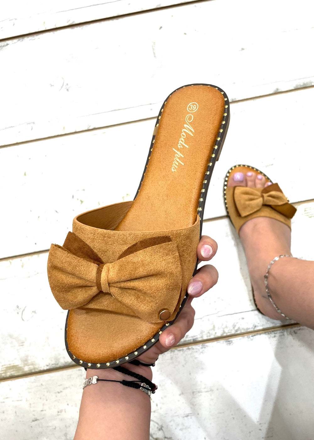 Slide suede με φιόγκο