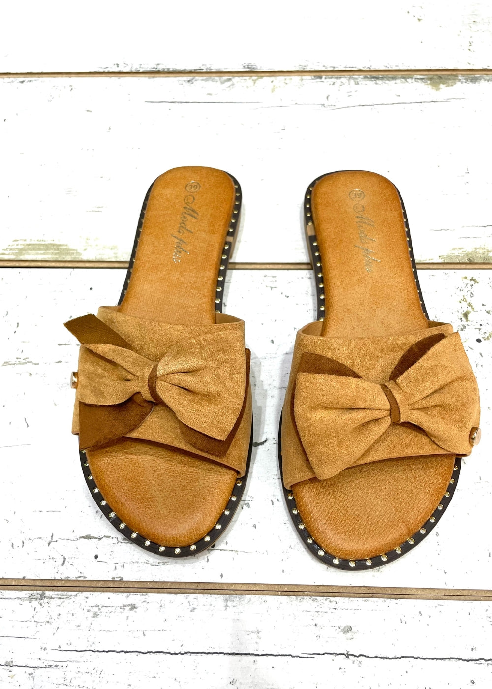 Slide suede με φιόγκο