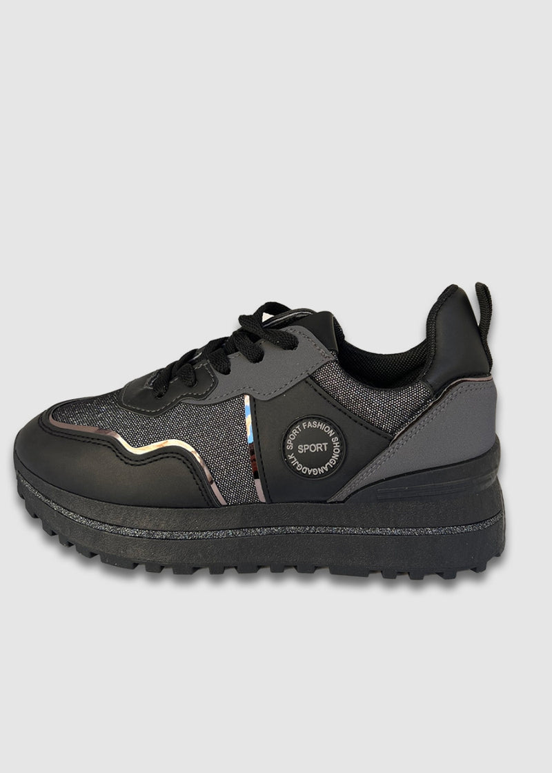 Sneakers Με Glitter Μαύρα