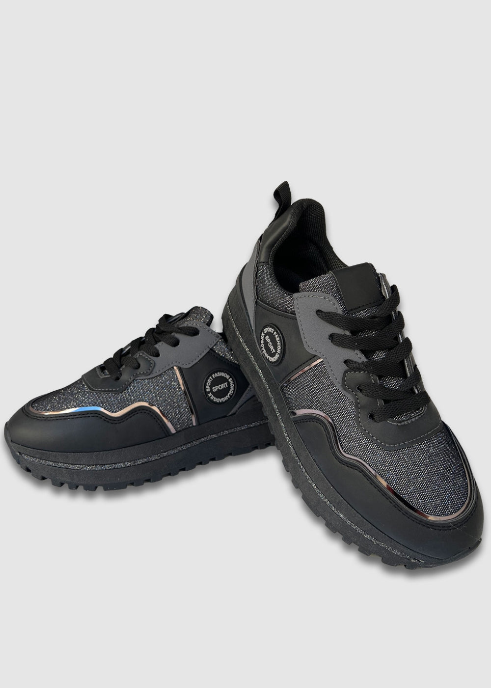 Sneakers Με Glitter Μαύρα
