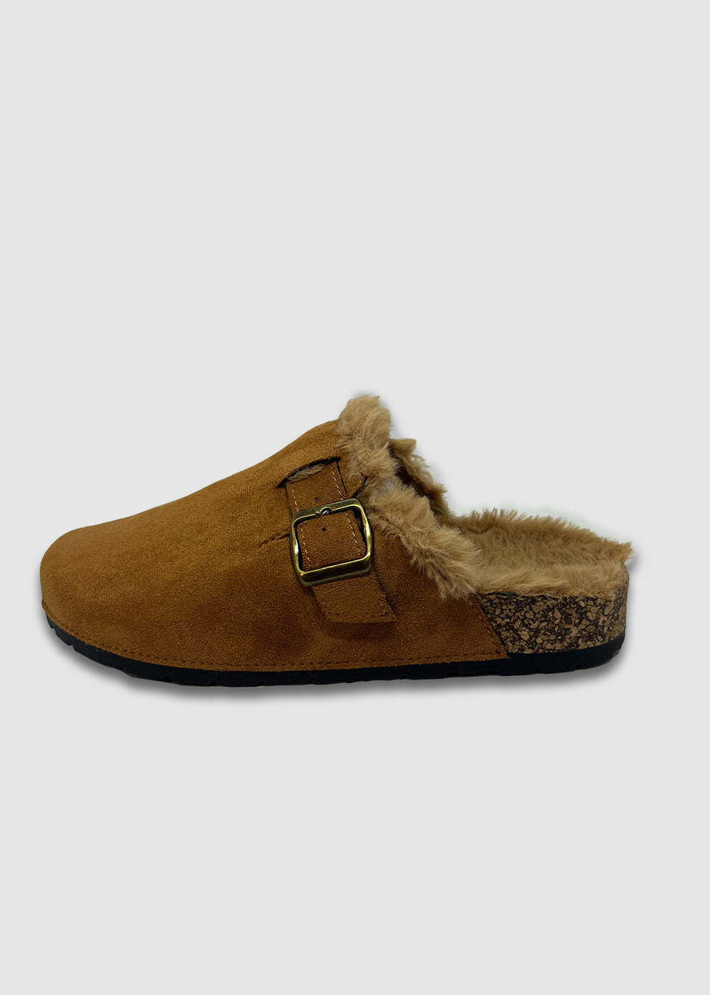 Clogs Suede Με Γούνα Ταμπά