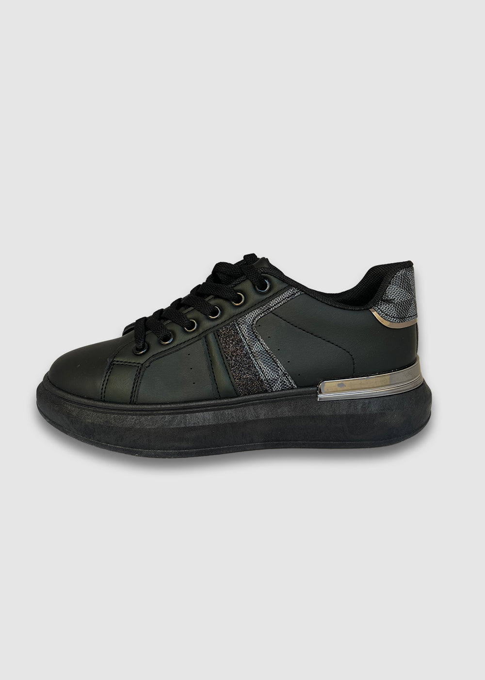 Sneakers Δίσολα Με Στρας Μαύρα