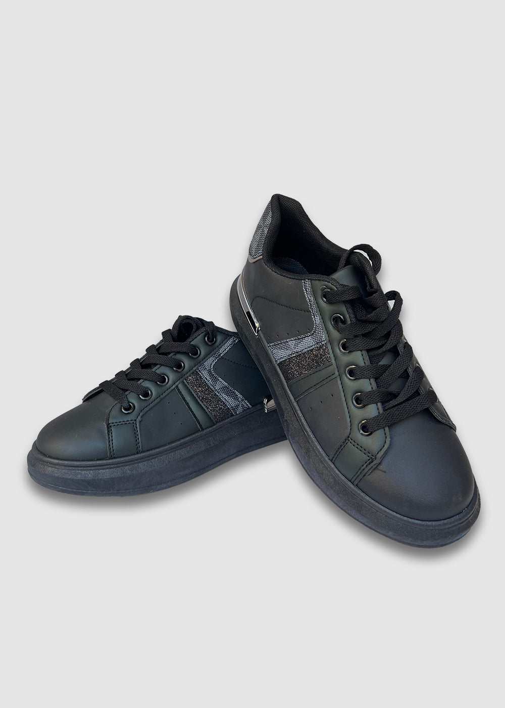 Sneakers Δίσολα Με Στρας Μαύρα