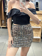 Φούστα με παγιέτες λεοπάρ